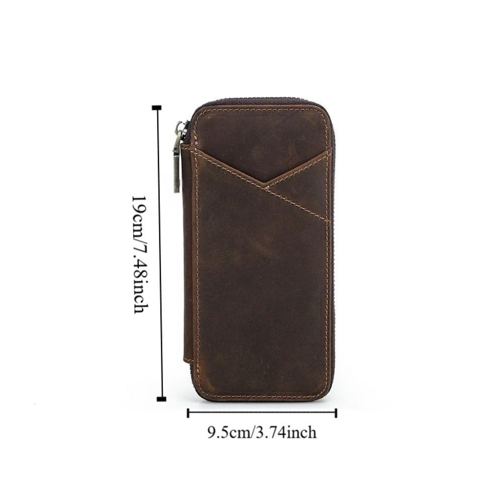 Vintage Style Genuine Leather Pencil Case 4 Slots Design Pen Case Pencil Bag Office Supplies