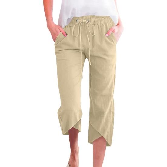 Pantalones cortos para mujer, cintura elástica con cordón ajustable, diseño informal de pierna suelta.