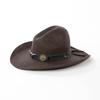 Big Head Western Cowboy Wool Hat with Metal Bull Head Embellishment Wide Brim Edge Design Horse Riding Music Festivals Hat