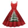 Women's Fashion Casual Christmas Print Sexy Off-the-shoulder Punk Retro Dress