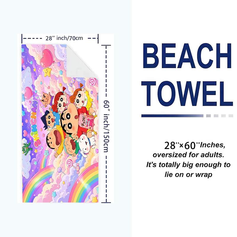 Anime Crayonshinchan Print Beach Towel, Large Soft Quick Dry Towel for Beach Camping Swimming