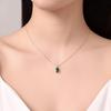 Elegant Emerald/Moissanite Pendant Necklace: Luxurious Pure Silver Clavicle Chain for Women