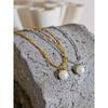 Yhpup Elegant Imitation Pearls Stainless Steel Round Beads Chain Pendant Necklace for Women Gold Silver Color Korean Jewelry