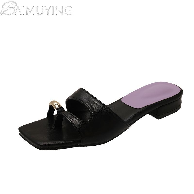 Fashion Clip Toe Women Slippers Flats Square Toe Sandals Shoes Woman Flip Flops Summer 2025 Trend Casual Dress Design Slides Sandalias