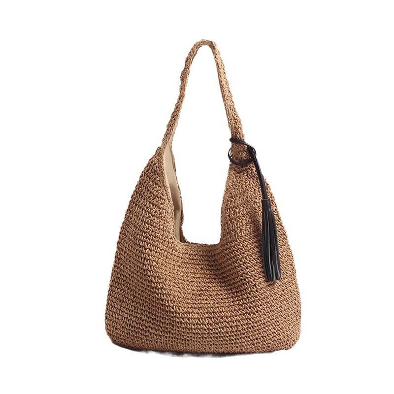 Gusure Casual Straw Women Shoulder Bags Wicker Woven Ladies Handbags Handmade Summer Beach Large Totes Bag Bohemia