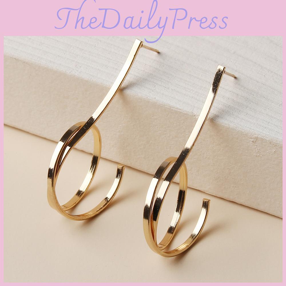 Alloy Metal Circle Earrings For Women Elegant Geometric Jewelry Gift For Celebrations