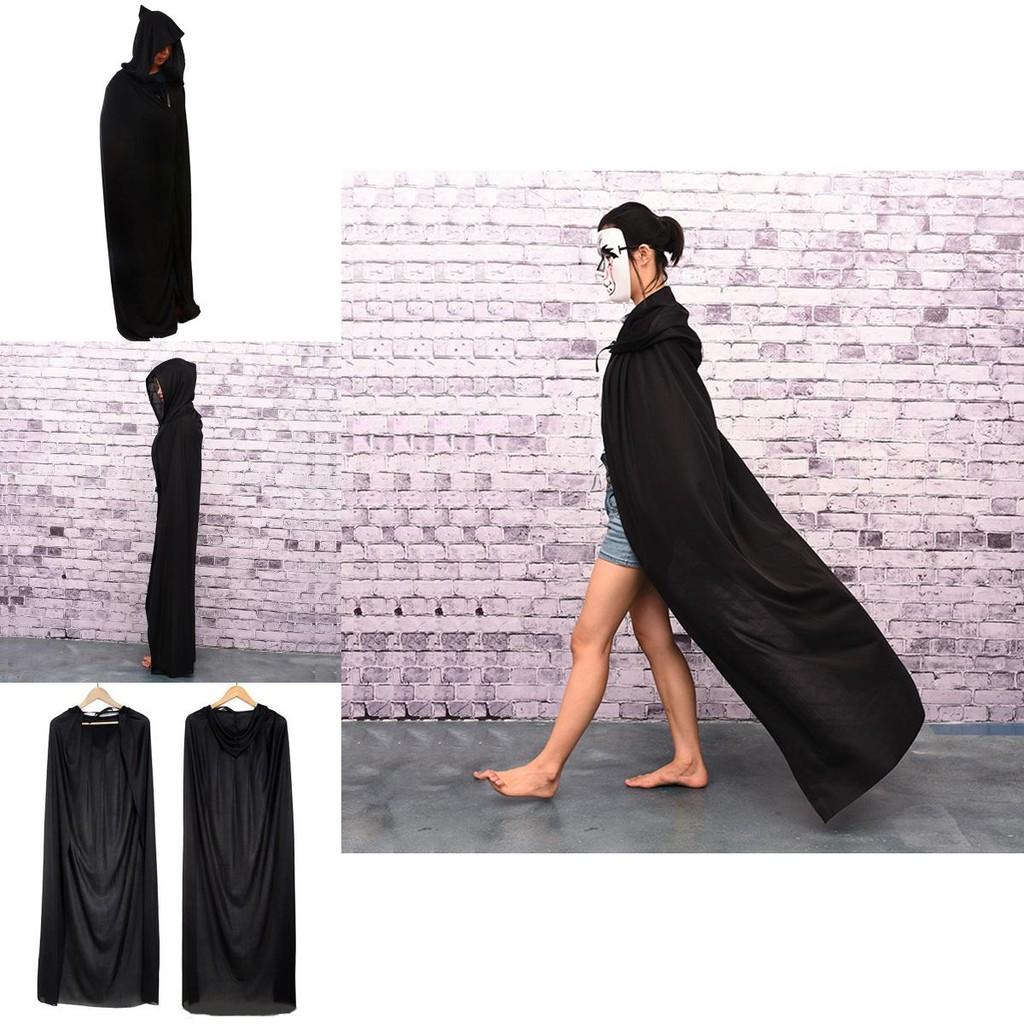 Halloween Cloak Cosplay Grim Reaper Vampire Witch Wizard Robe Party Adult Children Black Cloak Cape