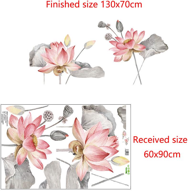 

Lotus Flower Wall Sticker Self Adhesive Wallpaper for Living Room Bedroom Decor Sofa Background Wall Art Home Decoration 60x90cm різнокольоровий
