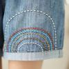 Japanese Denim Shorts Women's Summer Loose and Thin Retro Casual Embroidered Three-point Pants Wide-leg Pants