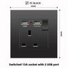 British 13A Socket with USB-C Fast Charging, Hong Kong & Macau Version, Black 3-Hole Square Pin 86 Panel
