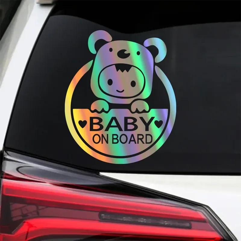 For Fiat JAC Chevrolet Ford GEELY Jeep Auto Universal Accessories Baby On Board Car Warning Stickers Creative Cartoon Decal
