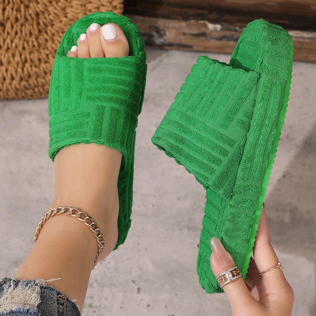 Fashion Women Slippers New Fashionable Minimalist One Word Shoes for Women Indoor and Home Couples Slides Women Open Toe Cotton Slippers