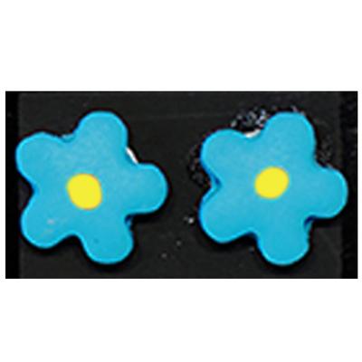 [R6398] - Handmade 'Colombine & Harlequin' Earrings Blue (flower) - 10 Mm