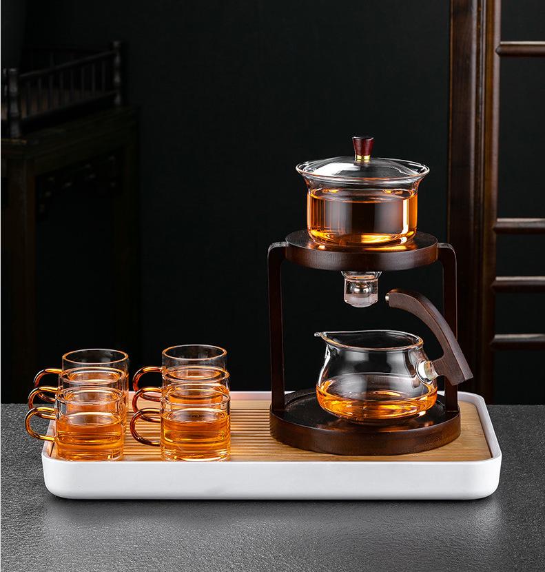 High-end Chinese Automatic Kung Fu Tea Set with Glass Teapot & Teacups