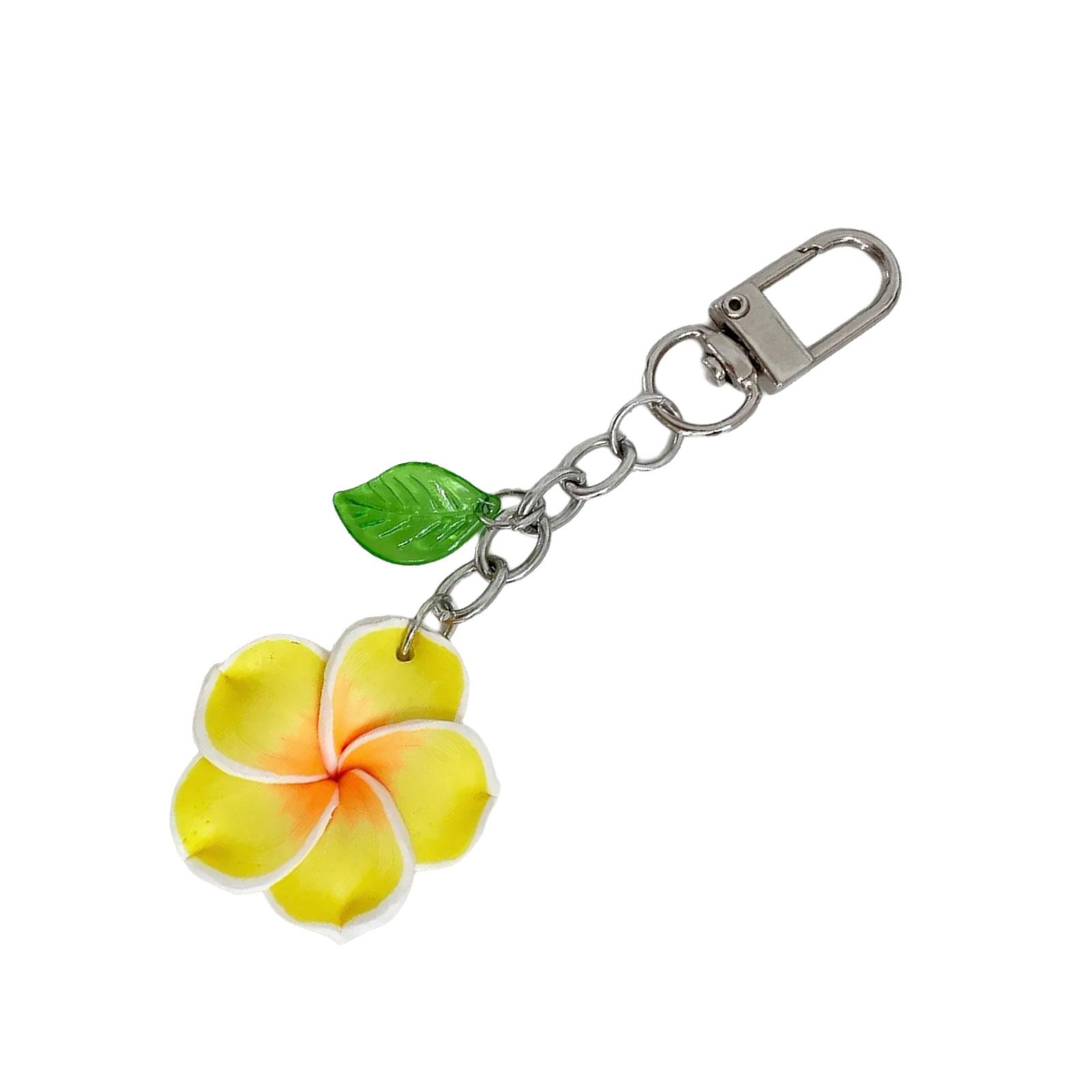 

Sweet Frangipani Floral Pendant Keychain Cheerful Sunflower Key Ring Bag Decoration Gift For Women Girls Friend