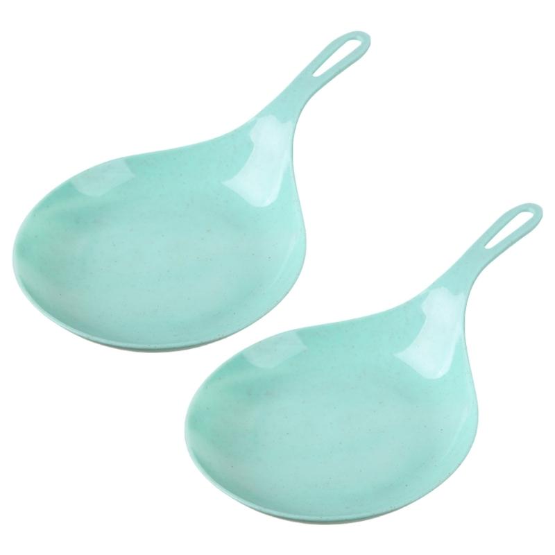 2Pcs Appetizer Eating Tray Handheld Dish Fried Chicken Snacks Plate Large Spoon Tray Fruit Dessert Cake Platter Easy Use