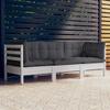 VidaXL Pine Wood 3-Seater Garden Sofa with Cushions Outdoor Sofa Patio Furniture Outdoor Furniture Sofa 3096101