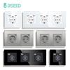 BSEED Single EU Socket with USB Type-c Interfaces 2.1A Double Wall Power Sockets USB Triple Glass Socket For Home Office 16A