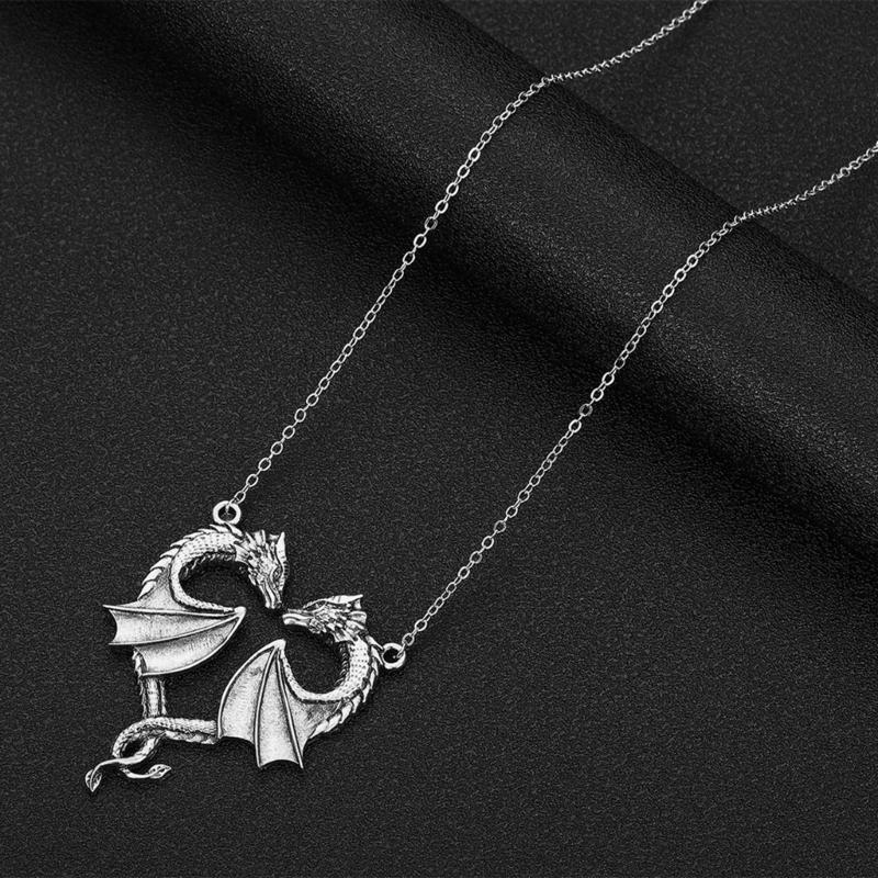 Drachen Anhänger Halsketten Drachenförmige Anhänger Halsketten Drachen Schmuck Legierungsmaterial Geburtstagsgeschenk für Damen Herren Mädchen
