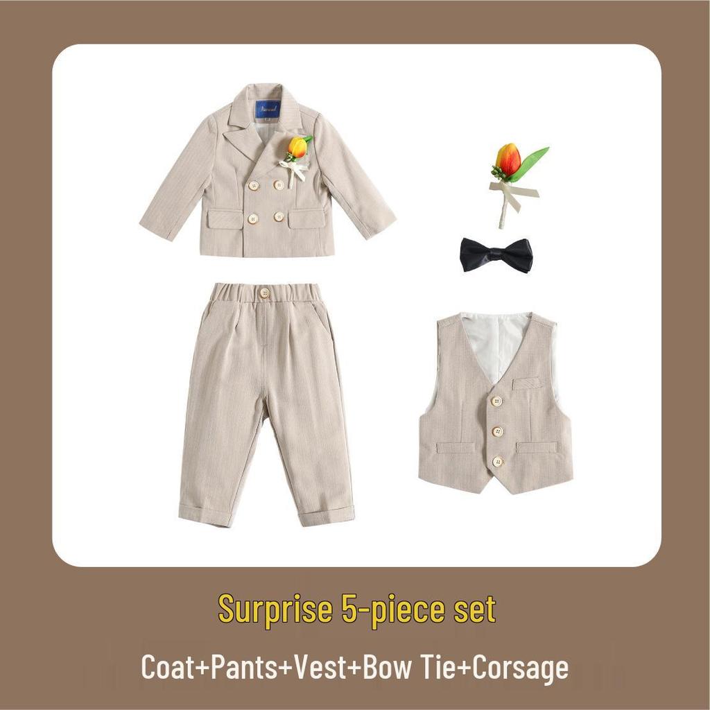 Jungen Dreiteiliger Festanzug mit Weste - Pageboy Geburtstagsoutfit