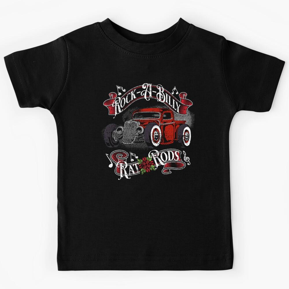 Hot Rod Art Retro Vintage Classic Car Rock-A-Billy Rat Rod Vintage Edition Kids T-Shirt 110