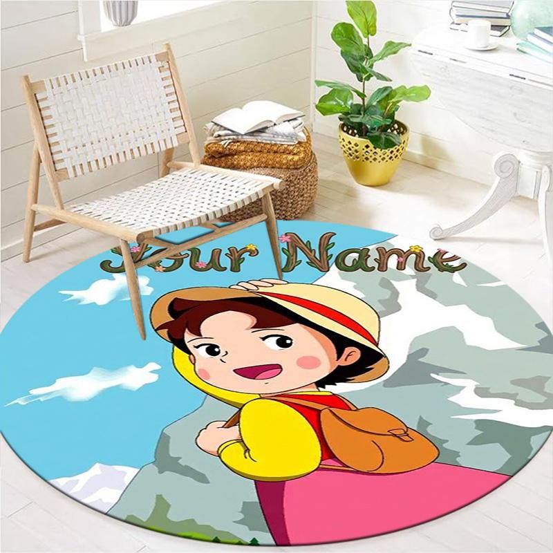 Autumn Harvest Journey Custom Name Round Area Rug Carpet Rug For Living Room Bedroom Sofa Playroom Decor Nonslip Floor Mat