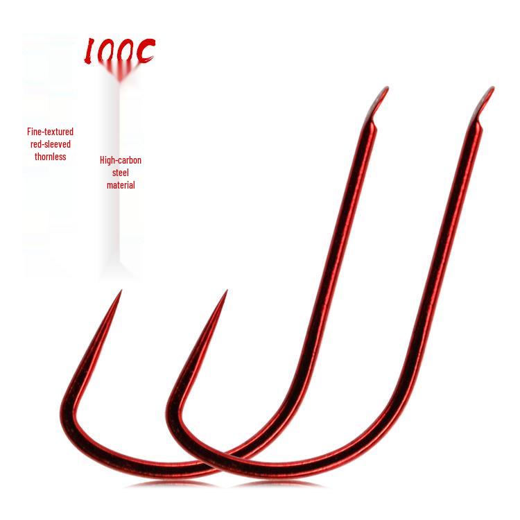 Super Sharp Red-Coated Fish Hooks: Barbed & Barbless with Fine Ground Sleeves for Fishing Tackle Red Sleeve Barbless Size 2