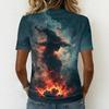 Women's Short Sleeve V-Neck Halloween Print T-Shirt Casual Top for Party