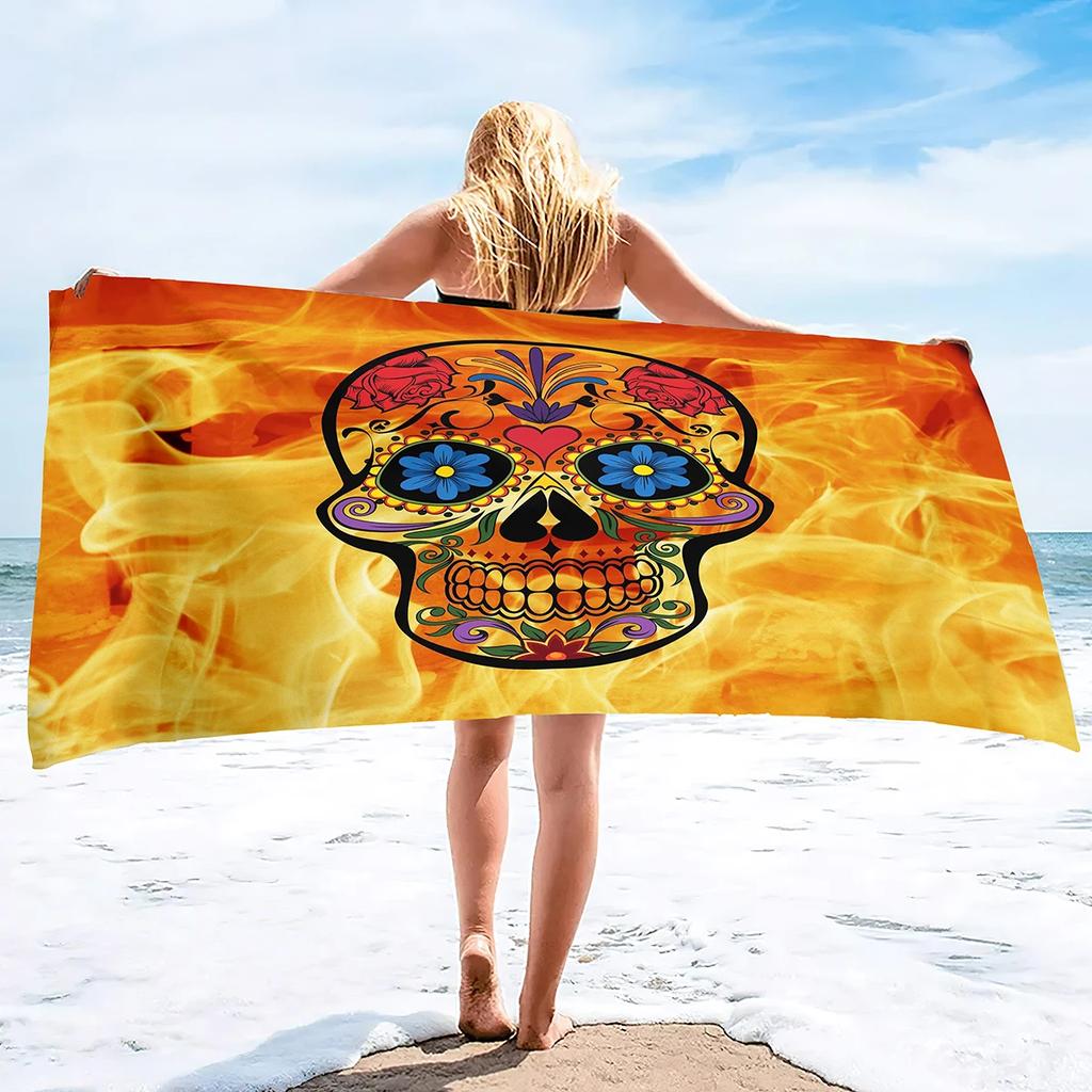 Microfiber Beach Towel Skull Beach Towel Blanket,Sand Proof Swimming Bath Pool Towel for Travel Camping Yoga Sport,Oversized