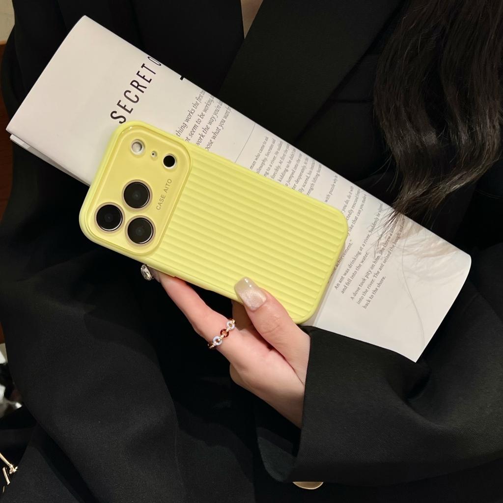 Corrugated Stripe Pattern Large Window Phone Case For For Iphone 17 Pro Max 17 16 1 14 13 12 Camera Protect Shockproof Matte Cover