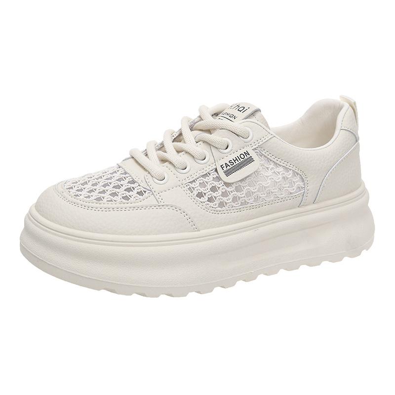 [Fanfna] thick-soled little white shoes women's mesh sports shoes 2025 summer new height-increasing casual versatile board shoes