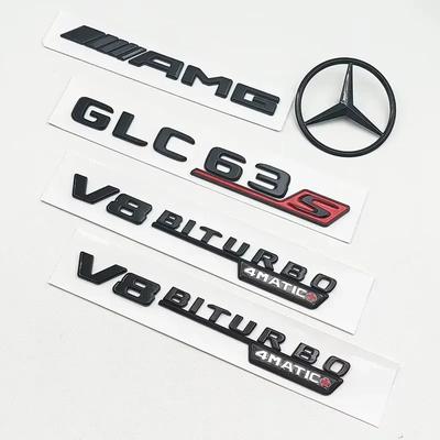3D ABS Black GLC63S Logo Letters V8 BITURBO 4MATIC Badge Car Rear Star Sticker Trunk AMG Emblem For Mercedes Benz GLC AMG X253