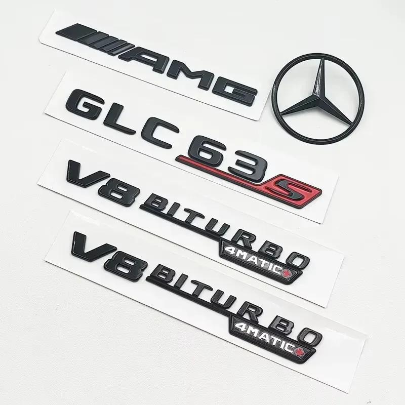 3D ABS Black GLC63S Logo Letters V8 BITURBO 4MATIC Badge Car Rear Star Sticker Trunk AMG Emblem For Mercedes Benz GLC AMG X253
