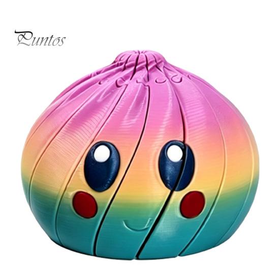 Steamed Bun Toy 3D Printed Twisting Dumpling Toy, Slippery Cartoon Expression Anxiety Relief Articulated Spiral Rotating Dough Ball Fidget for Stress
