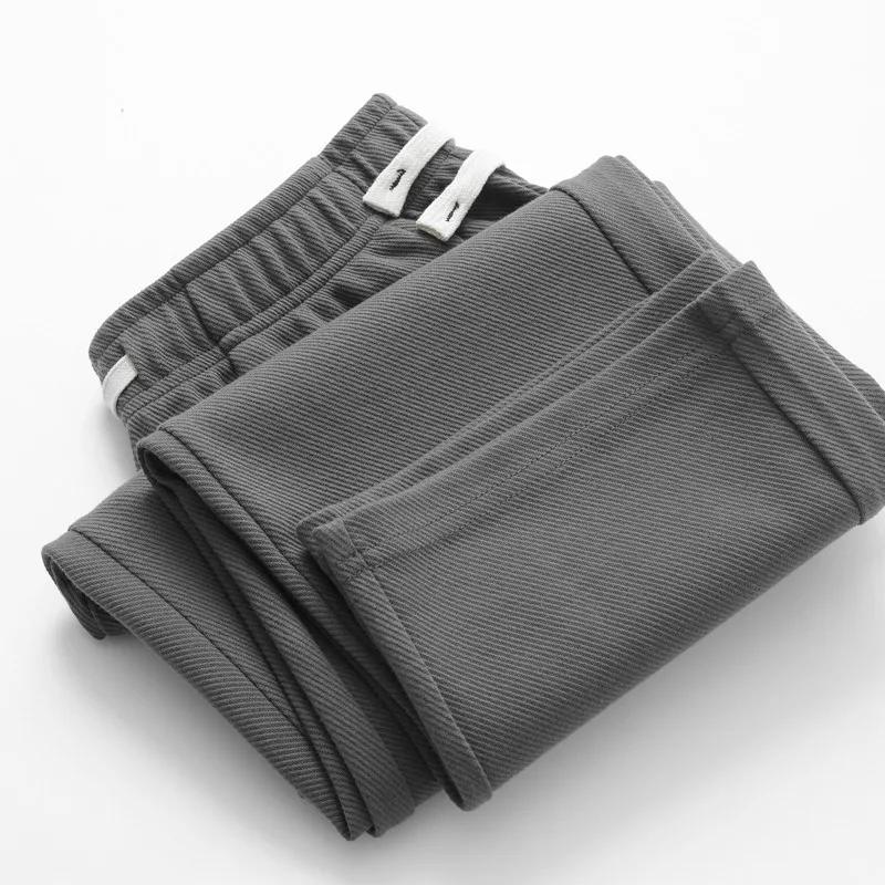 

Men s Spring Straight Casual Sweatpants Solid Colour Loose Lace-Up Pants S темно-сірий