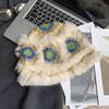 New Real Rabbit Fur Wool Hat Women's Autumn and Winter Cute Plush Warm Lion Hat Handmade To Show Small Face