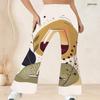 Women Plus Size High Waist Retro Motorcycle Scenery Print Flare Pants For Edgy Street Casual Look