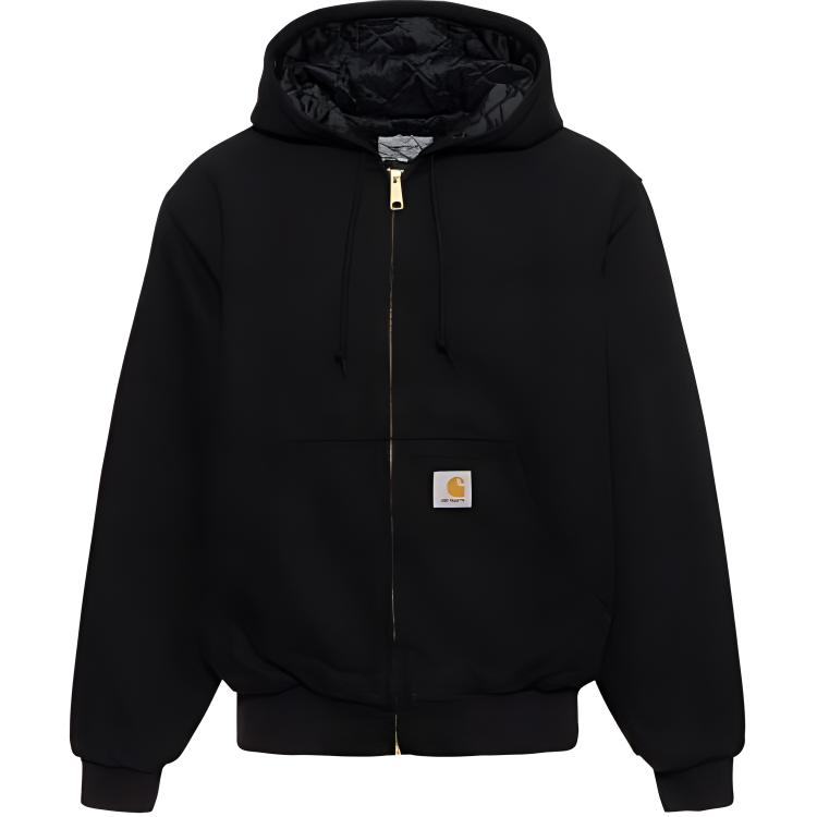Carhartt WIP Active Jacket Classic Solid Color Zip-Up Hooded Padded Jacket Men jackets Black I027380-89-3K