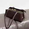 Luxury Leather Handbag For Women High-end Hardware Magnetic Suction Clip Design Elegant Minimalist Shoulder Underarm Bag Purse