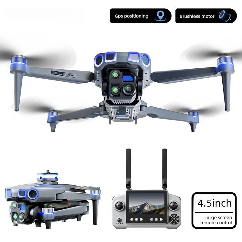 P52 GPS Drone with 4K HD Camera 4.5 Inch Screen Remote Control Brushless Motor Obstacle Avoidance RC Quadcopter Professional Photography Helicopter