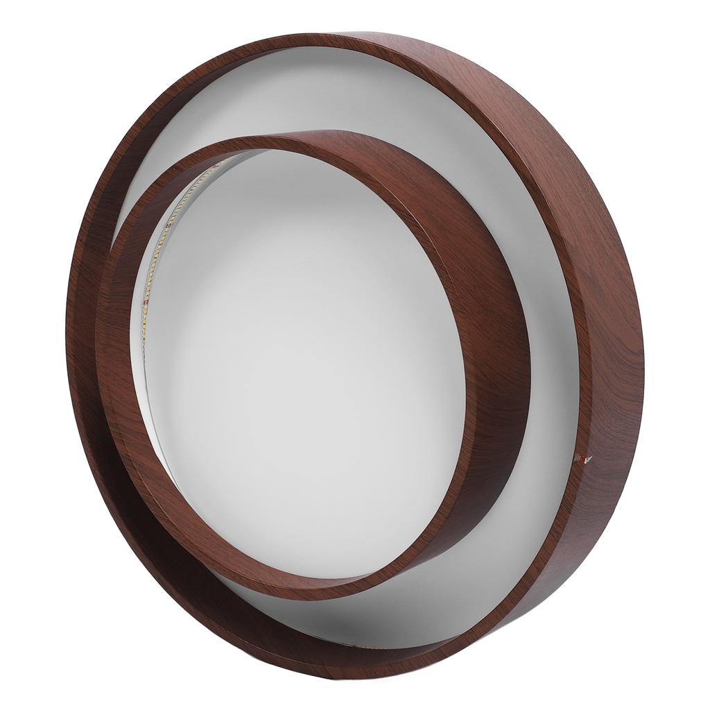 LED Ceiling Light Fixture Walnut Wood Grain Flush Mount Round Remote Control Light 3 Color