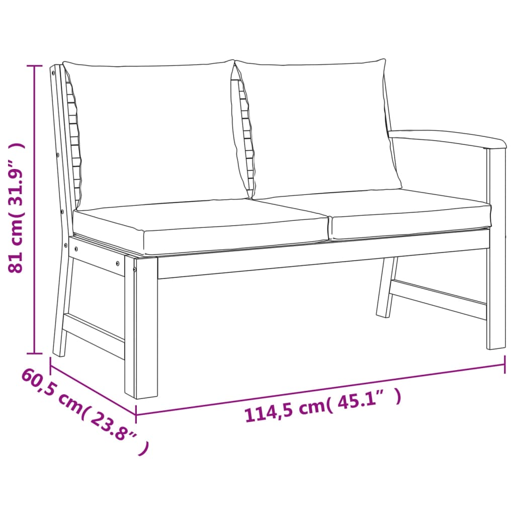 7 Piece Garden Dining Set with Cushions Solid Acacia Wood