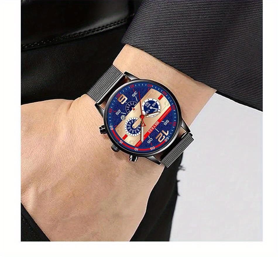 Luxury Fashion Mens Sports Watches Stainless Steel Mesh Belt Quartz Watch for Men Business Leather Luminous Clock