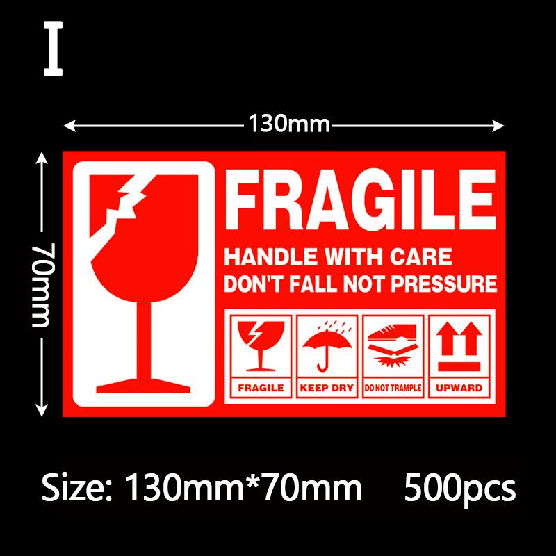 

1000 шт. хрупкие наклейки для доставки, почтовая предупреждающая наклейка, упаковочная этикетка для картонной коробки Type I-130mmx70mm-500pcs
