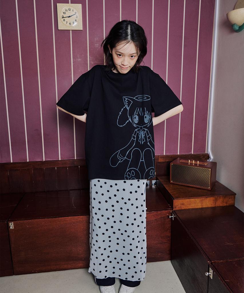 Isjabaibeu White Dotted Layered Wrap Long Skirt
