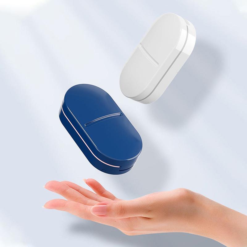 Pill Cutter With Invisible Storage Box Portable 2 In 1 Mini Drug Tablet Medicine Dustproof Divider Organizer Crusher Pill Box