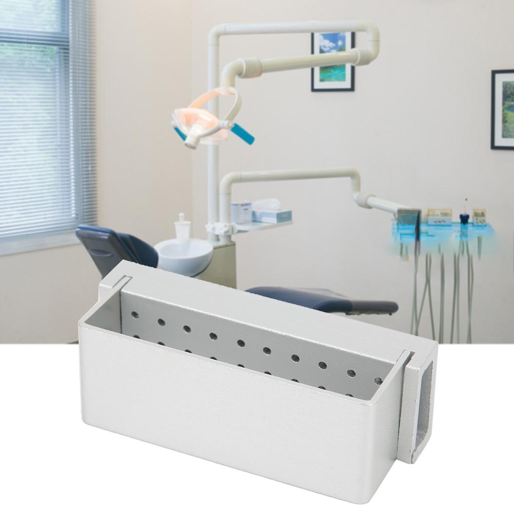 Dentist Material Tools Stainless Steel 30 Holes Disinfection Bur Box Case Dental Burs HolderSilver