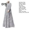 Women Maxi Dress O Neck Long Sleeve Loose A Line Big Hem Dot Print Vintage Soft Patchwork Dubai Turkey Abaya Long Robe Dress