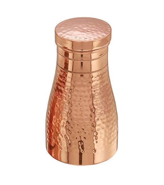 TreegoArt Pure Hammered Bedroom Jar/Pot Copper Water Bottle For Home And Kitchen - Pack Of 1 (1000 Ml )