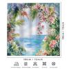 1pc Spring Fantasy Ocean Shower Curtain - Bright Flowers and Tropical Scenes, Polyester, Bathroom Decor, Floral Shower Curtain